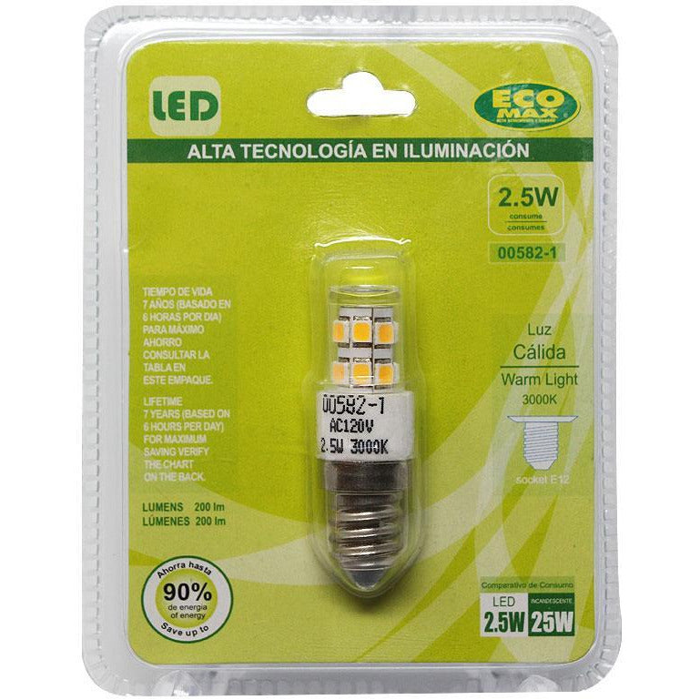 BOMBILLO LED T4 E12 2.5W 120V 3000K