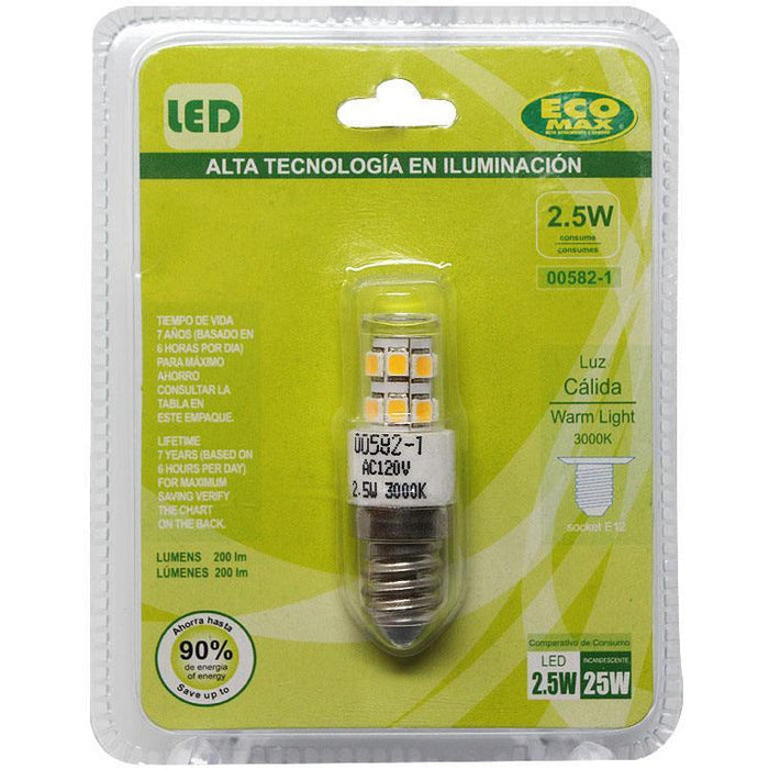 BOMBILLO LED T4 E12 2.5W 120V 3000K