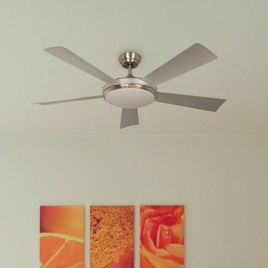 Ventilador Led De Techo 52" Níquel Satinado 36W 6000/4000/3000K Con Control Remoto (Dc Motor)