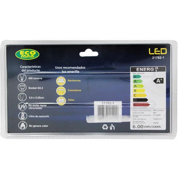 BOMBILLO LED MR16 G5.3 6W 85-265V 3000K 3 PIEZAS