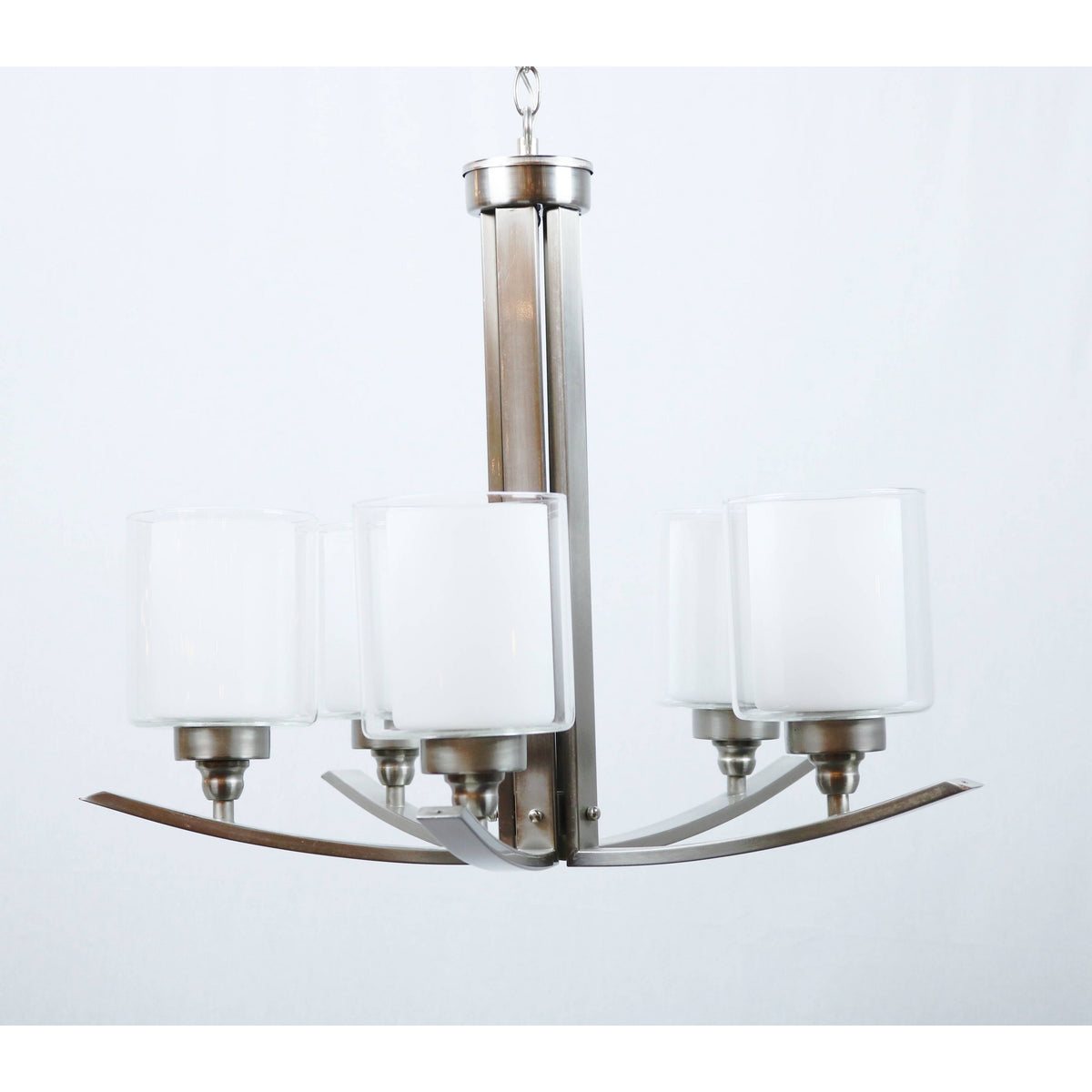 LAMP. COLGANTE NÍQUEL SATINADO 5L E27 40W
