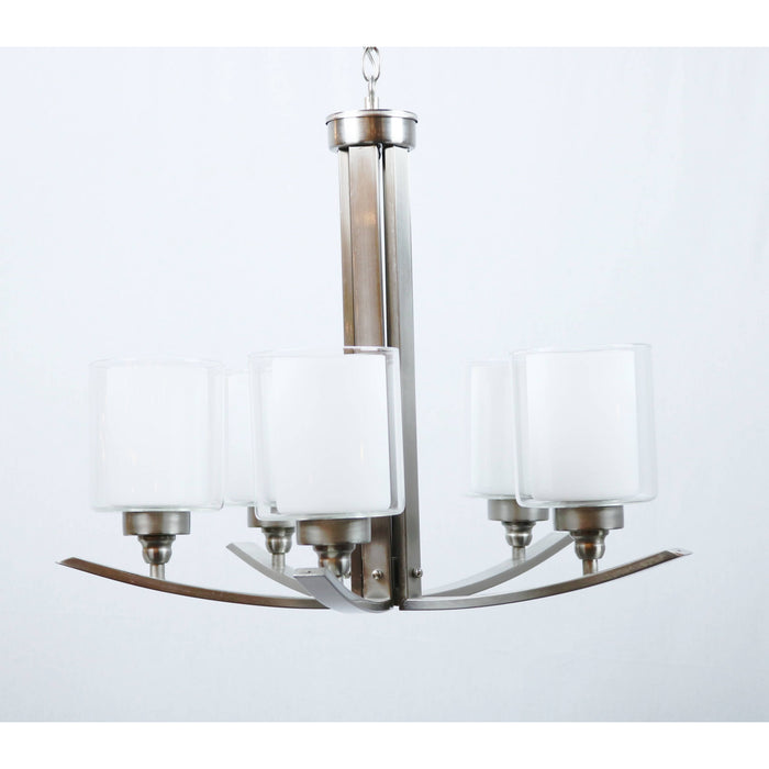 LAMP. COLGANTE NÍQUEL SATINADO 5L E27 40W
