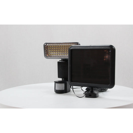 LAMP. LED EXT. REFLECTORA NEGRO 8W 3.7V 6000K (SOLAR CON FOTOCELDA Y SENSOR DE MOVIMIENTO Y LUZ)