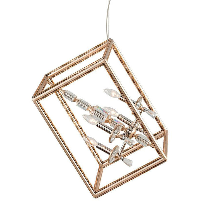 LAMP. COLGANTE HOUDINI PLATEADO Y DORADO 4L E12 60W