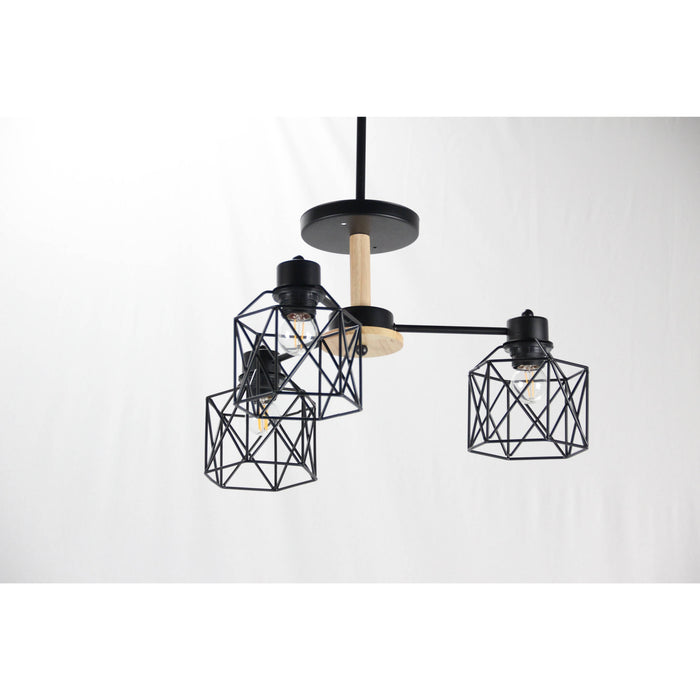 Lámpara Techo Negro 3L E27 40W