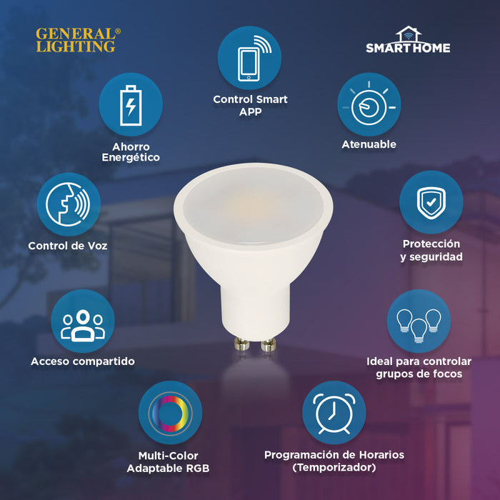BOMBILLO LED INTELIGENTE MR16 GU10 5W 120V RGB