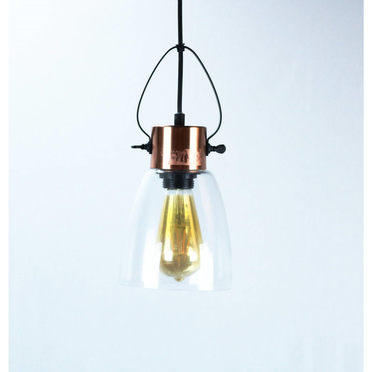 LAMP. COLGANTE NEGRO Y COBRE 1L E27 40W