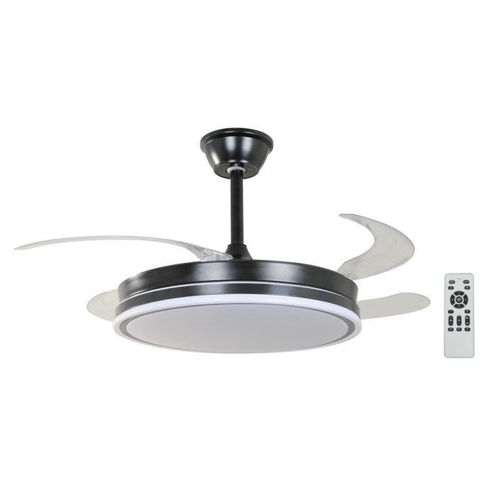 VENTILADOR LED DE TECHO NEGRO DC 42" 35W 3000/4000/6500K CCT CONTROL REMOTO RETRACTIL