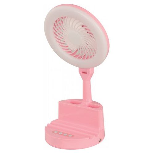 VENTILADOR LED ROSADO RECARGABLE DE MESA 6W 5V 3000K/4000K/6000K