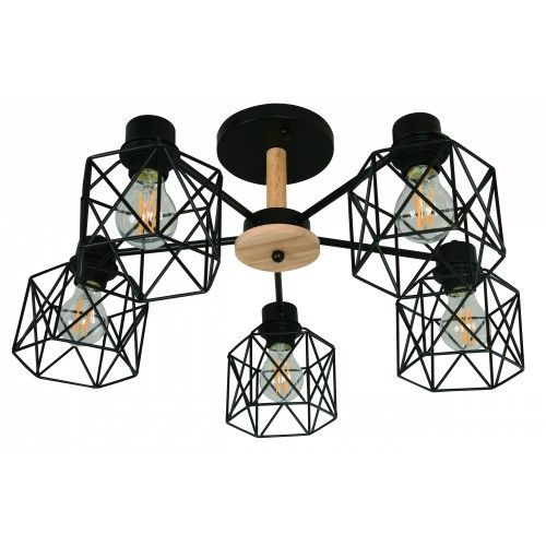 Lámpara Techo Negro 5L E27 40W