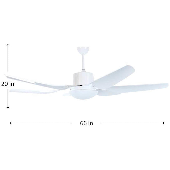 Ventilador De Techo 66" Blanco 2L E27 8W Con Control Remoto (Dc Motor)