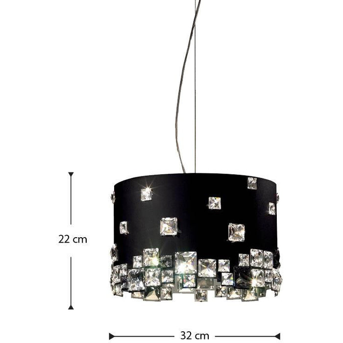 LAMP. COLGANTE CRISTAL MOSAIX NEGRO 6L GU10 + G9 50W