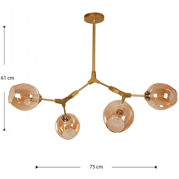 LAMP. COLGANTE DORADO 4L E27 40W