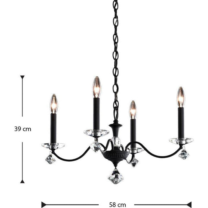 LAMP. COLGANTE CHANDELIER MODIQUE NEGRO 4L E12 60W DIM