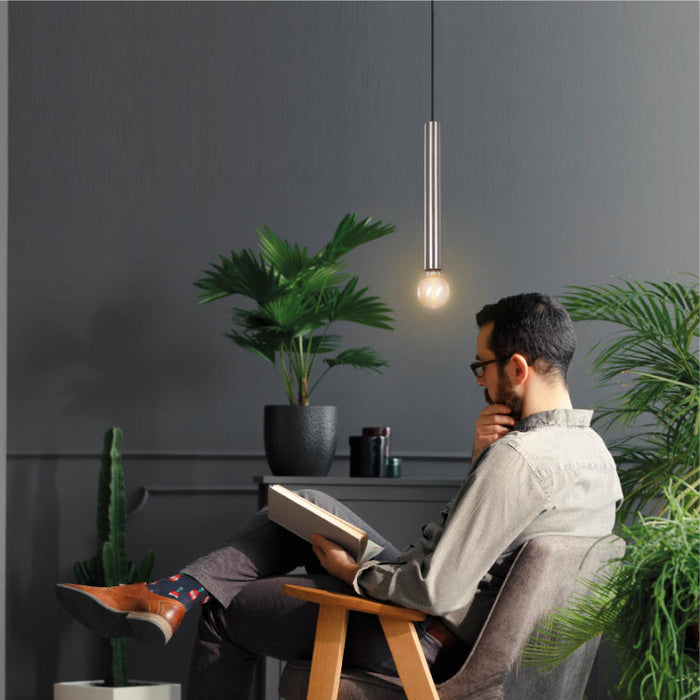 LAMP. COLGANTE NIQUEL SATINADO 1L E27 60W