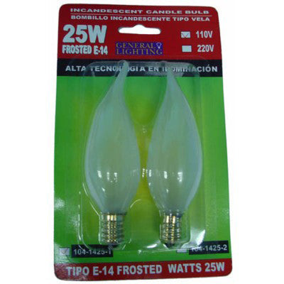 BOMBILLO INCANDESCENTE VELA E14 25W FROSTED TWIN PACK