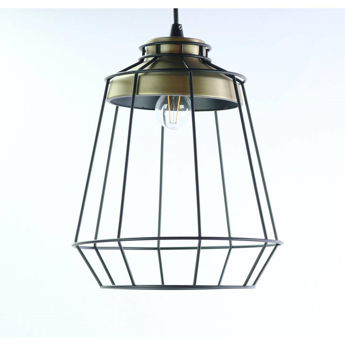 LAMP. COLGANTE NEGRO Y BRONCE ANTIGUO 1L E27 60W