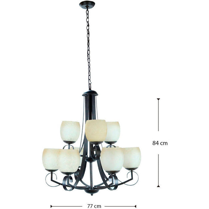 LAMP. COLGANTE CREMA CEPILLADO NEGRO 9L E27 60W