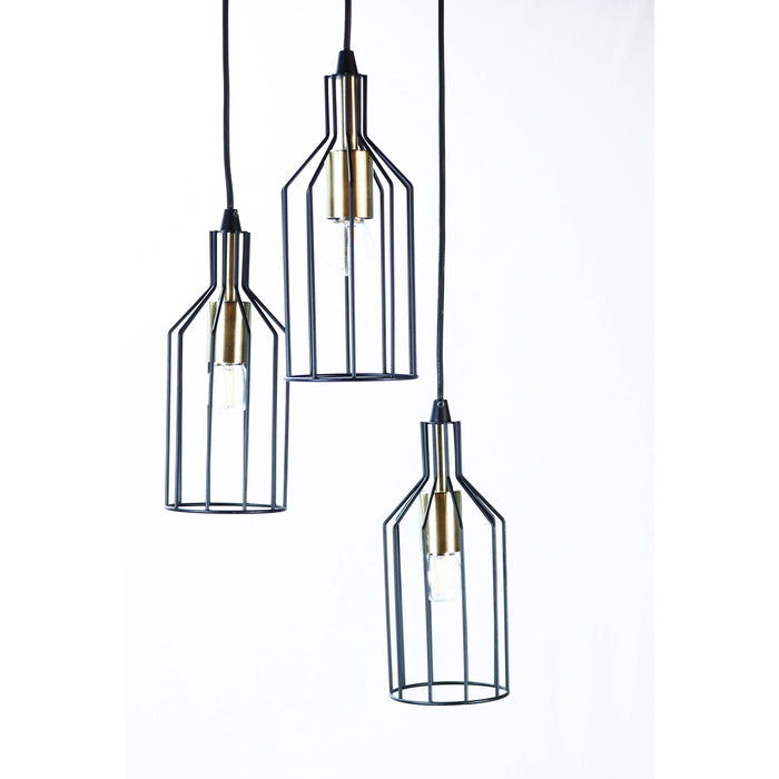 LAMP. COLGANTE NEGRO 3L E27 60W
