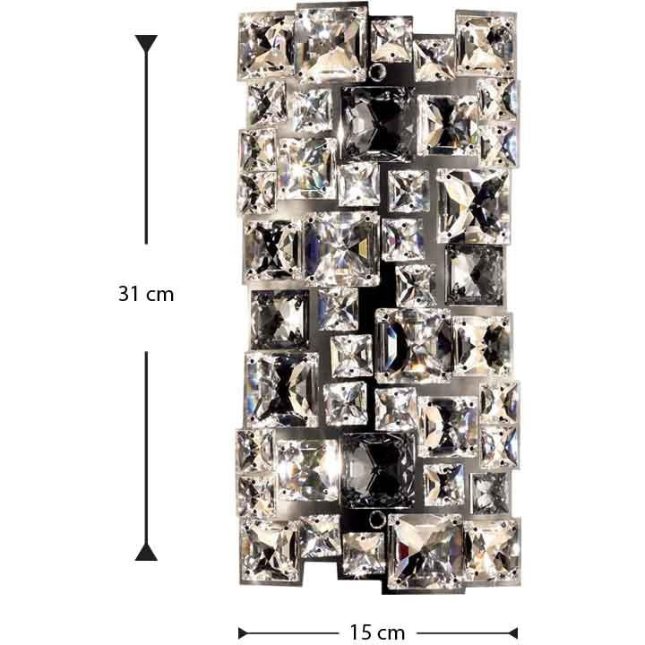LAMP. PARED CRISTAL MOSAIX PLATEADO 2L G9 25W