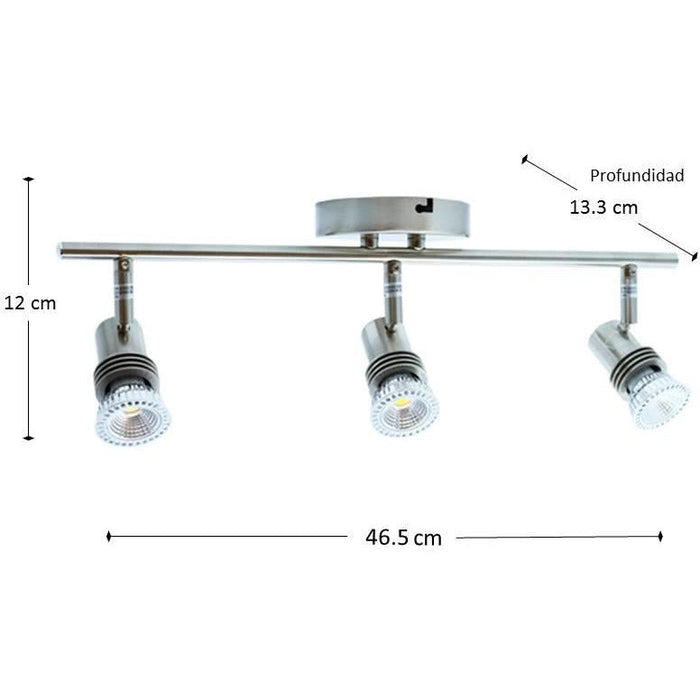 LAMP. TECHO NÍQUEL SATINADO 3L GU10 50W