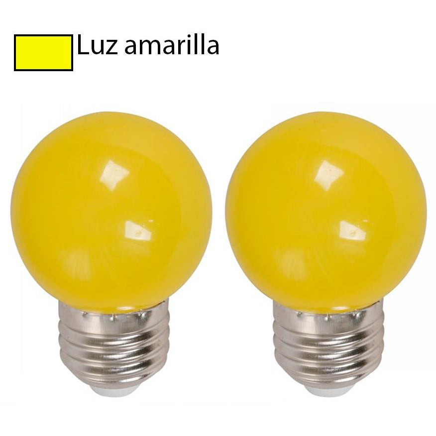 BOMBILLO LED G45 E27 1W 120V AMARILLO 2 PIEZAS