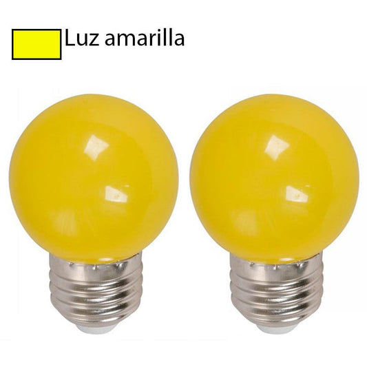 BOMBILLO LED G45 E27 1W 120V AMARILLO 2 PIEZAS