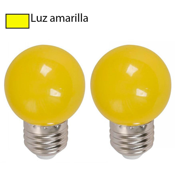 BOMBILLO LED G45 E27 1W 120V AMARILLO 2 PIEZAS