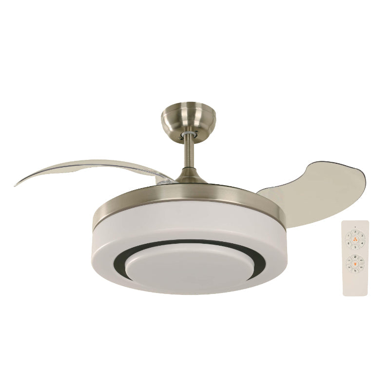 VENTILADOR LED DE TECHO 42" NÍQUEL SATINADO 36W 3000/4200/6500K DC (ASPAS PLEGABLES)