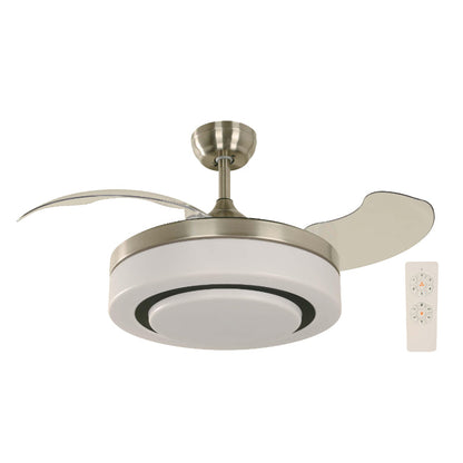 VENTILADOR LED DE TECHO 42" NÍQUEL SATINADO 36W 3000/4200/6500K DC (ASPAS PLEGABLES)