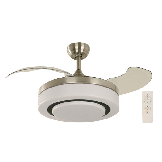VENTILADOR LED DE TECHO 42" NÍQUEL SATINADO 36W 3000/4200/6500K DC (ASPAS PLEGABLES)