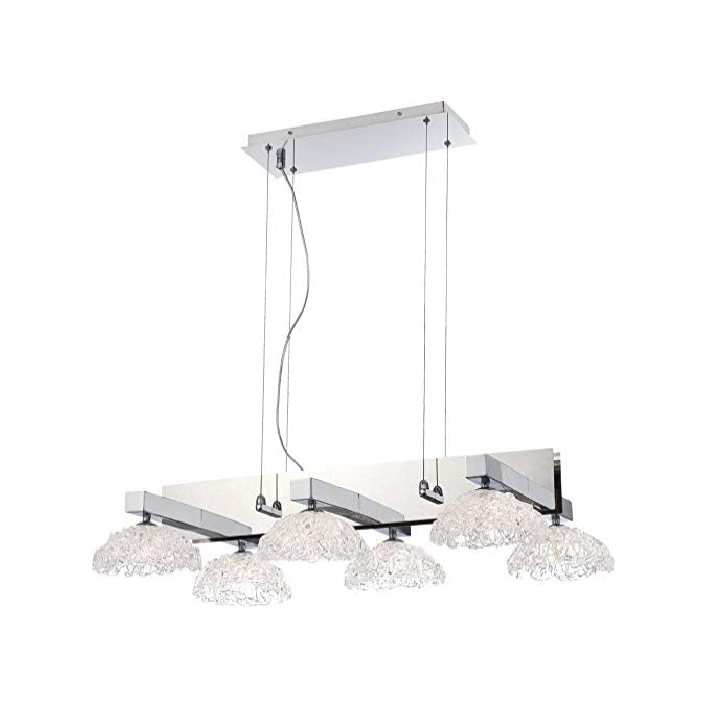 LAMP. COLGANTE CARAMICO CROMADO 6L G9 40W
