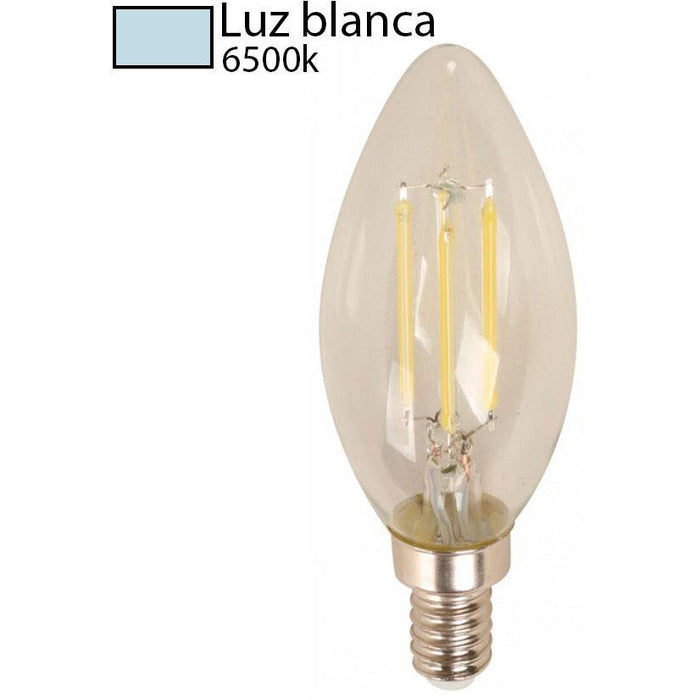 BOMBILLO LED FILAMENTO TORPEDO E12 4W 100-240V 6500K