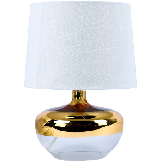 LAMP. MESA TRANSPARENTE Y DORADO 1L E27 60W