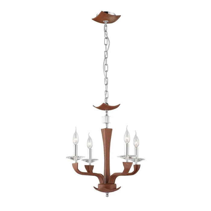 LAMP. CHANDELIER PELLA MARRÓN CROMADO 4L E12 60W