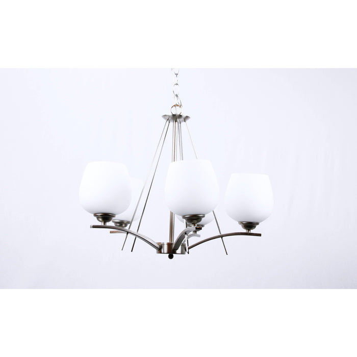 LAMP. COLGANTE NÍQUEL SATINADO 5L E27 60W