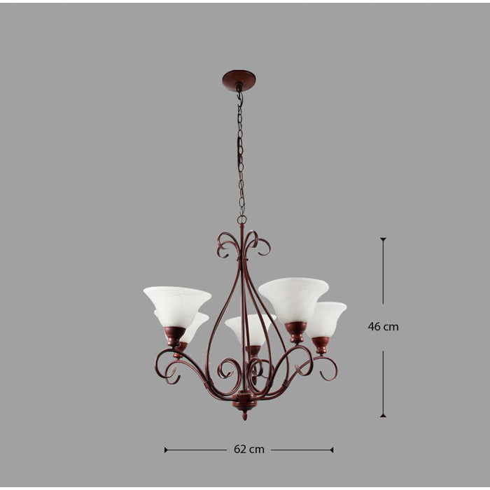 LAMP. COLGANTE COBRIZO 5L E27 60W
