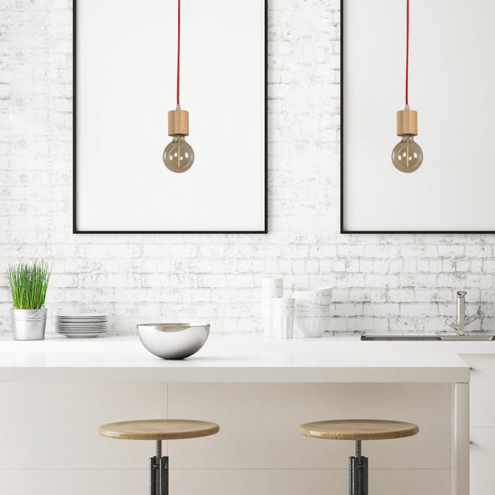 LAMP. COLGANTE ROJO 1L E27 60W
