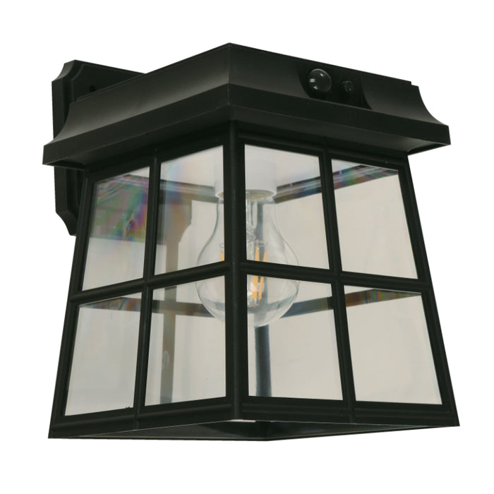 LAMP. LED EXT. SOLAR DE PARED NEGRO 1L E27 3.7V 5W 3000K CON SENSOR