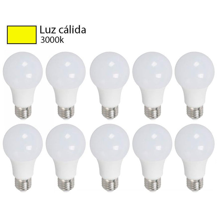 BOMBILLO LED A55 E27 7W 100-240V 3000K 10 PIEZAS