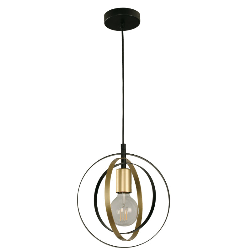 LAMP. COLGANTE NEGRO+BRONCE 1L E27 40W