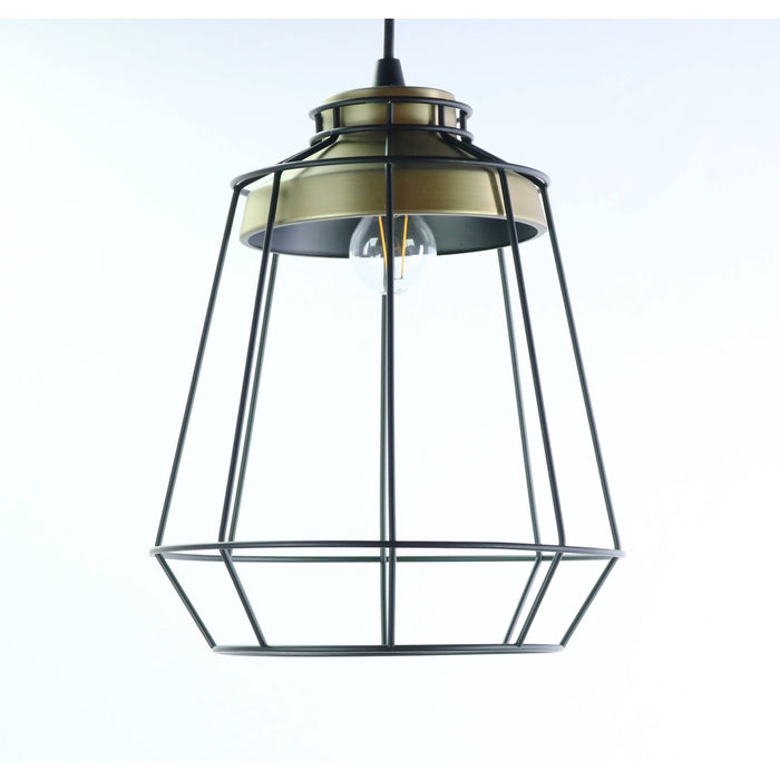 LAMP. COLGANTE NEGRO Y BRONCE ANTIGUO 1L E27 60W