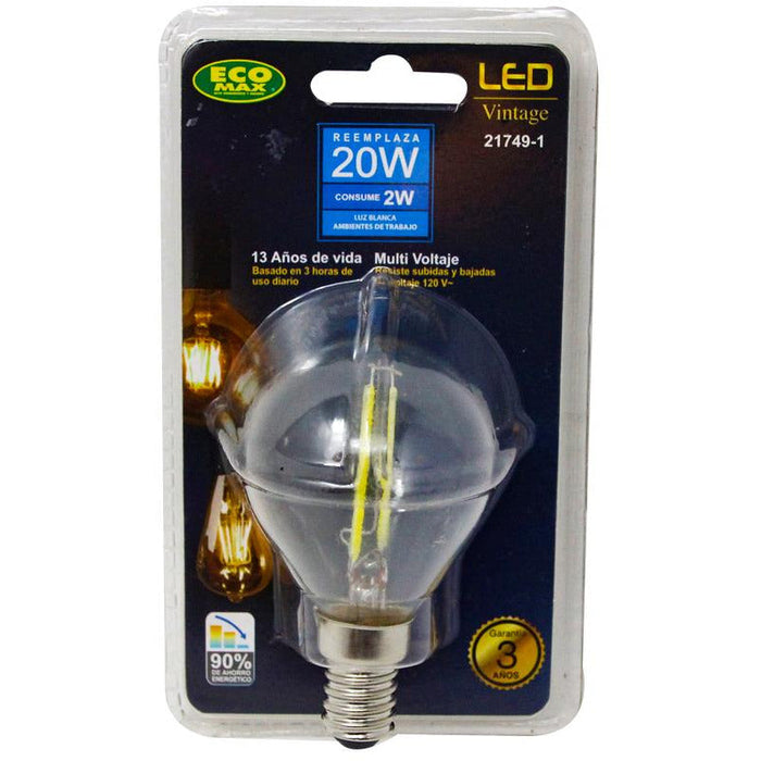 BOMBILLO LED FILAMENTO G45 E14 2W 120V 6500K