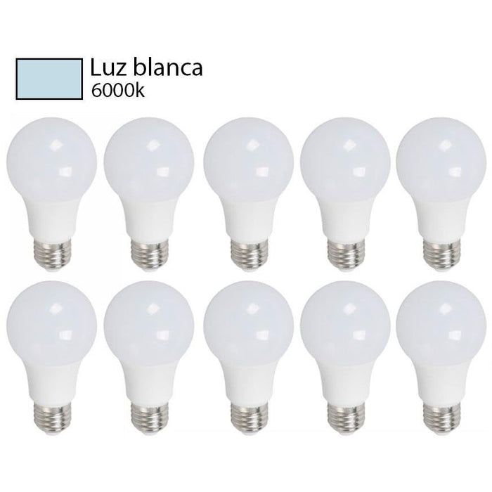 BOMBILLO LED A55 E27 7W 100-240V 6000K 10 PIEZAS