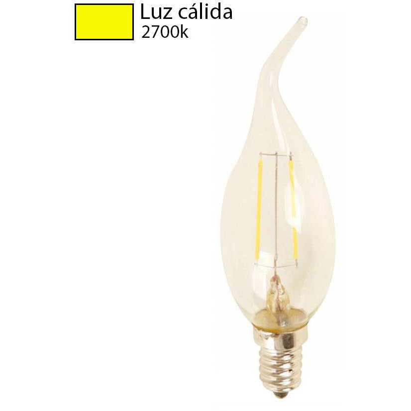 BOMBILLO LED FILAMENTO VELA E14 2W 120V 2700K