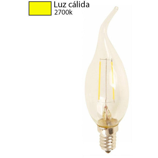 BOMBILLO LED FILAMENTO VELA E14 2W 120V 2700K