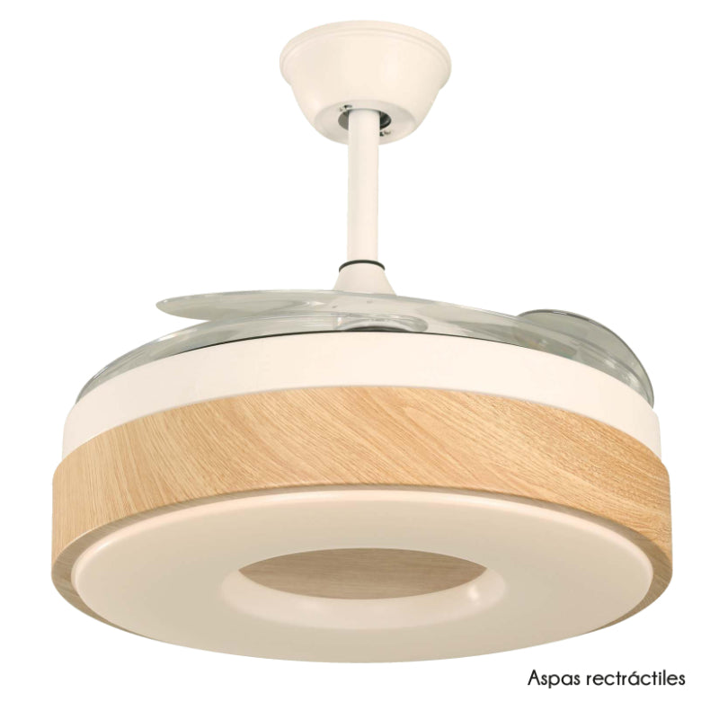 VENTILADOR LED DE TECHO DC 42" BLANCO 32W 3000/4000/6500K CONTROL REMOTO ASPAS PLEGABLES