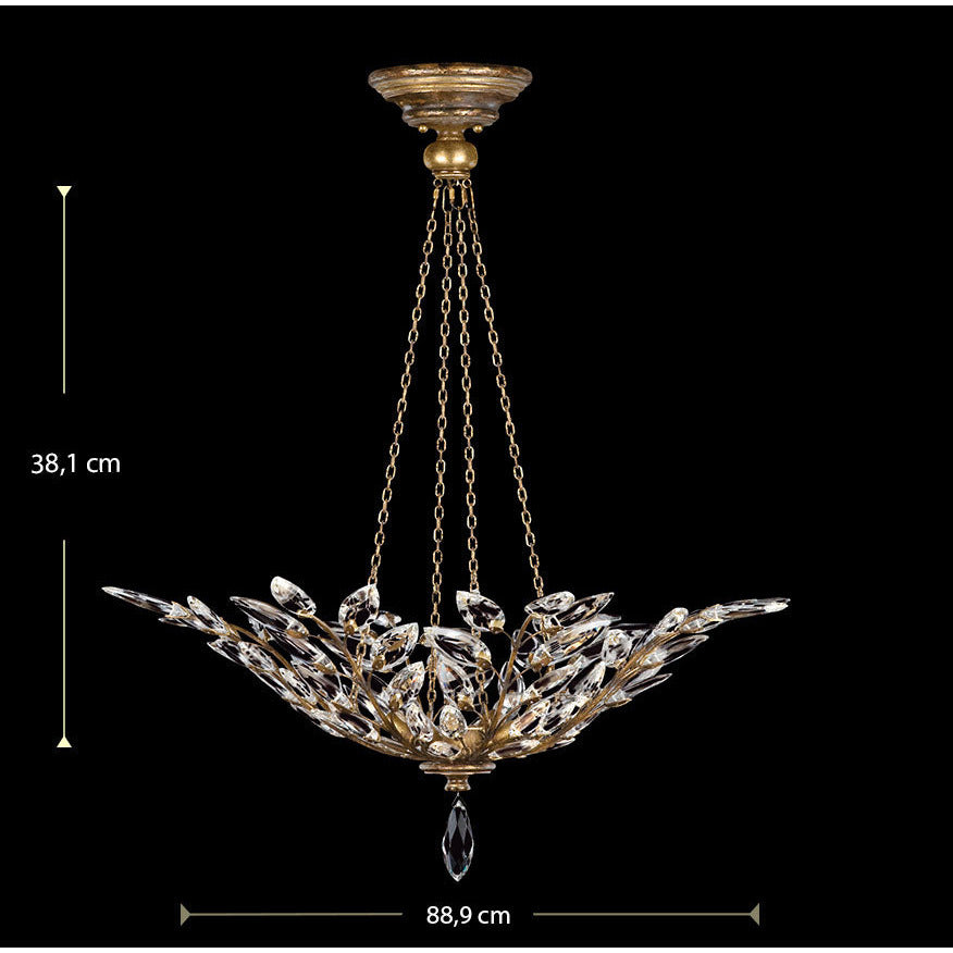 LAMP. COLGANTE CRISTAL LAUREL DORADO ANTIGUO 4L E14 60W