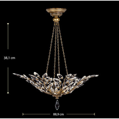 LAMP. COLGANTE CRISTAL LAUREL DORADO ANTIGUO 4L E14 60W