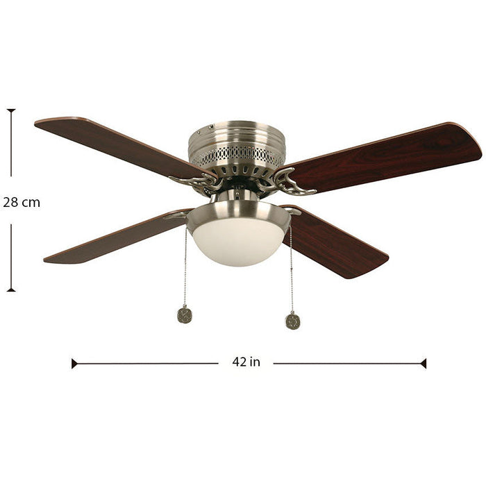 VENTILADOR DE TECHO 42" NÍQUEL SATINADO 1L E27 60W